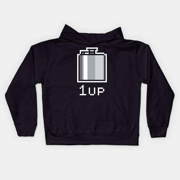 1Up Hip Flask Kids Hoodie by fromherotozero